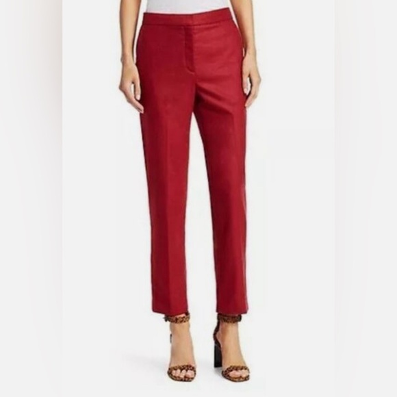 Rag & Bone Cherry Red Poppy Straight Leg Cropped Wool Pants size 0 - Picture 1 of 6